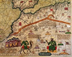 Catalan Map of Europe and North Africa Charles V of France in 1381 by Abraham Cresques
