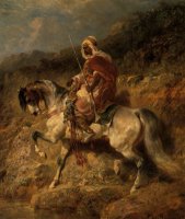 An Arab Horseman on The March by Adolf Schreyer