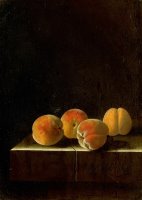 Four Apricots on a Stone Plinth by Adriaen Coorte
