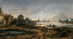 River View by Moonlight by Aert van der Neer