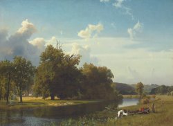 A River Landscape Westphalia by Albert Bierstadt