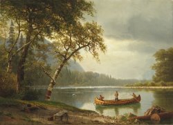 Salmon fishing on the Caspapediac River by Albert Bierstadt