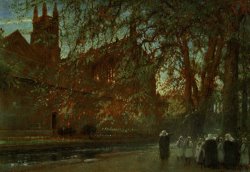 Cloister Garden Winchester Cathedral by Albert Goodwin