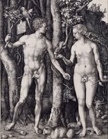 Adam And Eve Engraving by Albrecht Durer
