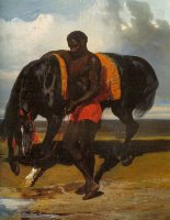 African Keeping a Horse at The Side of a Sea by Alfred Dedreux