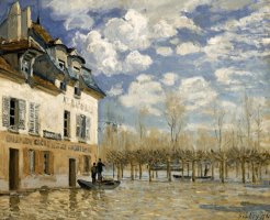 The Barge During The Flood, Port Marly, 1876 by Alfred Sisley