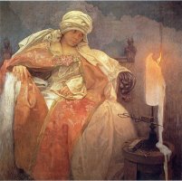 Woman with a Burning Candle 1933 by Alphonse Marie Mucha
