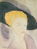Head Of A Woman Wearing A Hat by Amedeo Modigliani