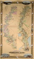 Map depicting plantations on the Mississippi River from Natchez to New Orleans by American School