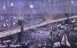 Opening of the Great New York and Brooklyn Bridge and grand display of fire works by American School