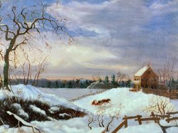 Snow scene in New England by American School