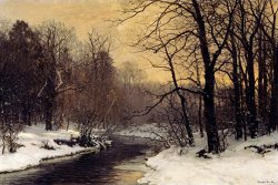 A Winter River Landscape by Anders Andersen-Lundby