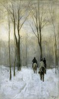 Riders in The Snow in The Haagse Bos by Anton Mauve
