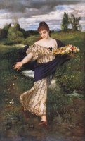 Flora Scattering Flowers by Arnold Bocklin