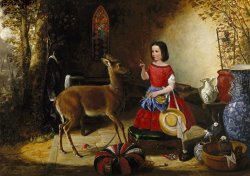 The Reprimand. Ah! You Naughty Fawn, You Have Been Eating The Flowers Again. by Arthur Fitzwilliam Tait