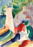 Picnic on The Beach (picnic After Sailing), 1913 by August Macke