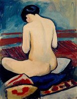 Sitting Nude with Pillow by August Macke