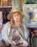 Julie Manet With A Straw Hat by Berthe Morisot
