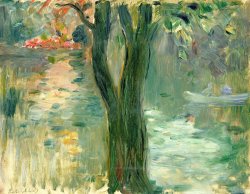 Sunset Over The Lake Bois De Boulogne by Berthe Morisot