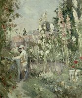 Young Boy In The Hollyhocks by Berthe Morisot