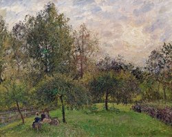 Apple Trees and Poplars in the Setting Sun by Camille Pissarro