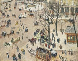 La Place Du Theatre Francais by Camille Pissarro