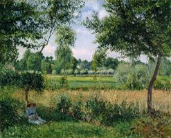 Morning Sunlight Effect at Eragny by Camille Pissarro