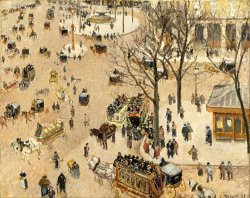 Place Du Theatre Francais by Camille Pissarro