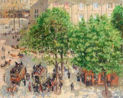Place Du Theatre Francais, Spring by Camille Pissarro