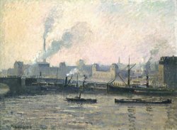 The Saint Sever Bridge, Rouen: Mist by Camille Pissarro