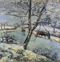 Winter at Montfoucault with Snow by Camille Pissarro