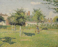 Woman in The Meadow at Eragny, Spring by Camille Pissarro