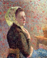 Woman wearing a green headscarf by Camille Pissarro
