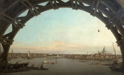 London seen through an arch of Westminster Bridge by Canaletto