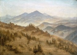 Landscape with The Rosenberg in The Bohemian Mountains by Caspar David Friedrich