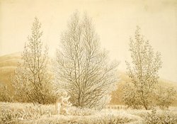 Spring (sepia Ink And Pencil on Paper) by Caspar David Friedrich