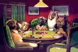 A Bold Bluff Dogs Playing Poker by cassius marcellus coolidge