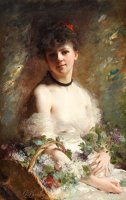 Young Woman with Flower Basket by Charles Chaplin