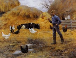 In The Barnyard by Charles Courtney Curran
