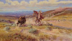 Spearing A Buffalo by Charles Marion Russell