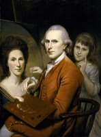 Self Portrait with Angelica And Portrait of Rachel by Charles Willson Peale