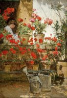 Geraniums by Childe Hassam