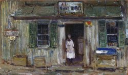 The News Depot Cos Cob Connecticut 1912 by Childe Hassam