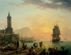 A Calm at a Mediterranean Port by Claude Joseph Vernet