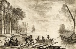 Harbor Scene with Rising Sun by Claude Lorrain