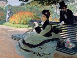 Madame Monet on a Garden Bench by Claude Monet