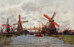 Mills at Westzijderveld Near Zaandam by Claude Monet