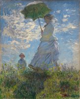 Woman With A Parasol Madame Monet And Her Son by Claude Monet