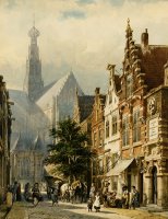 Manu Figures in The Streets of Haarlem by Cornelis Springer