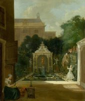 An Amsterdam Canal House Garden by Cornelis Troost